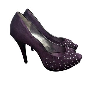 Lulu Townsend Purple Studded rhinestone Heels Size 9